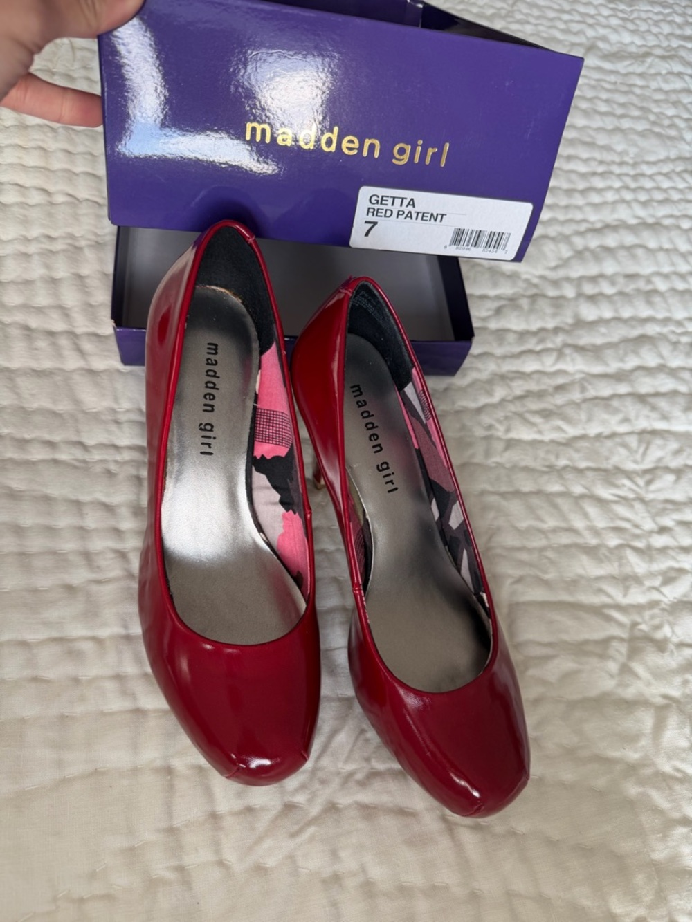 Madden Girl Red Patent Round-Toe Pumps